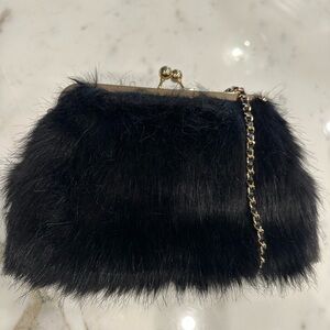 Olivia Miller faux fur Black Fur with Gold/ Black Chain